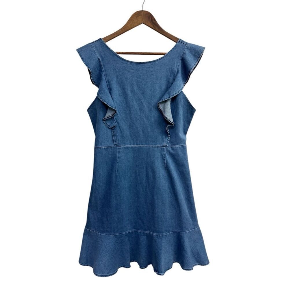 Stellah Stretch Denim Ruffle Dress Size Medium 
Apron